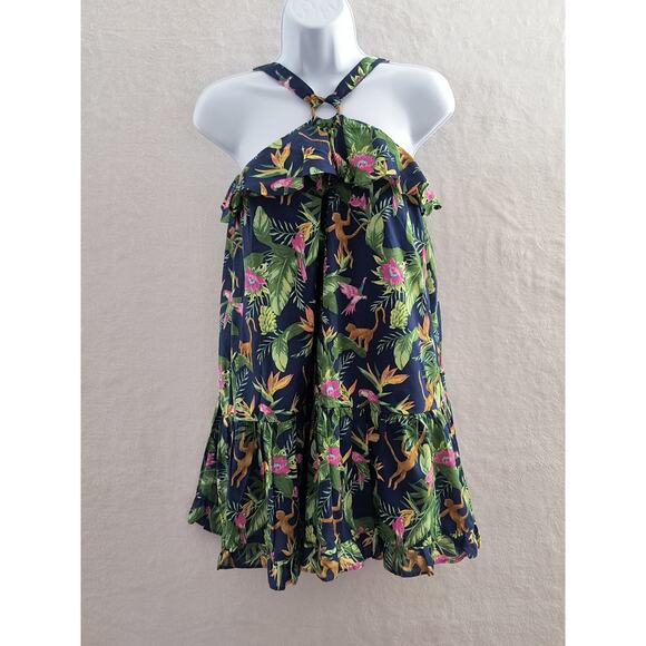 Janie and Jack Jungle Ring Dress Girls Size 12 Navy Blue Halter Peplum Mini - Picture 14 of 16